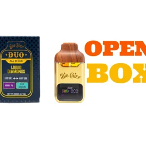 big chief disposable rechargeable vape carts duo liquid diamonds open box 2gm (2000mg) berry pie x blue